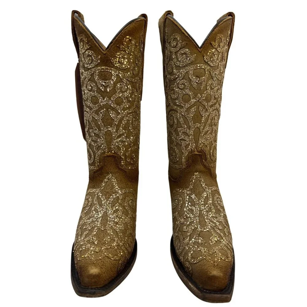CORRAL Youth Embroidery & Tan Overlay Studs Boots T0135 Size 2.5